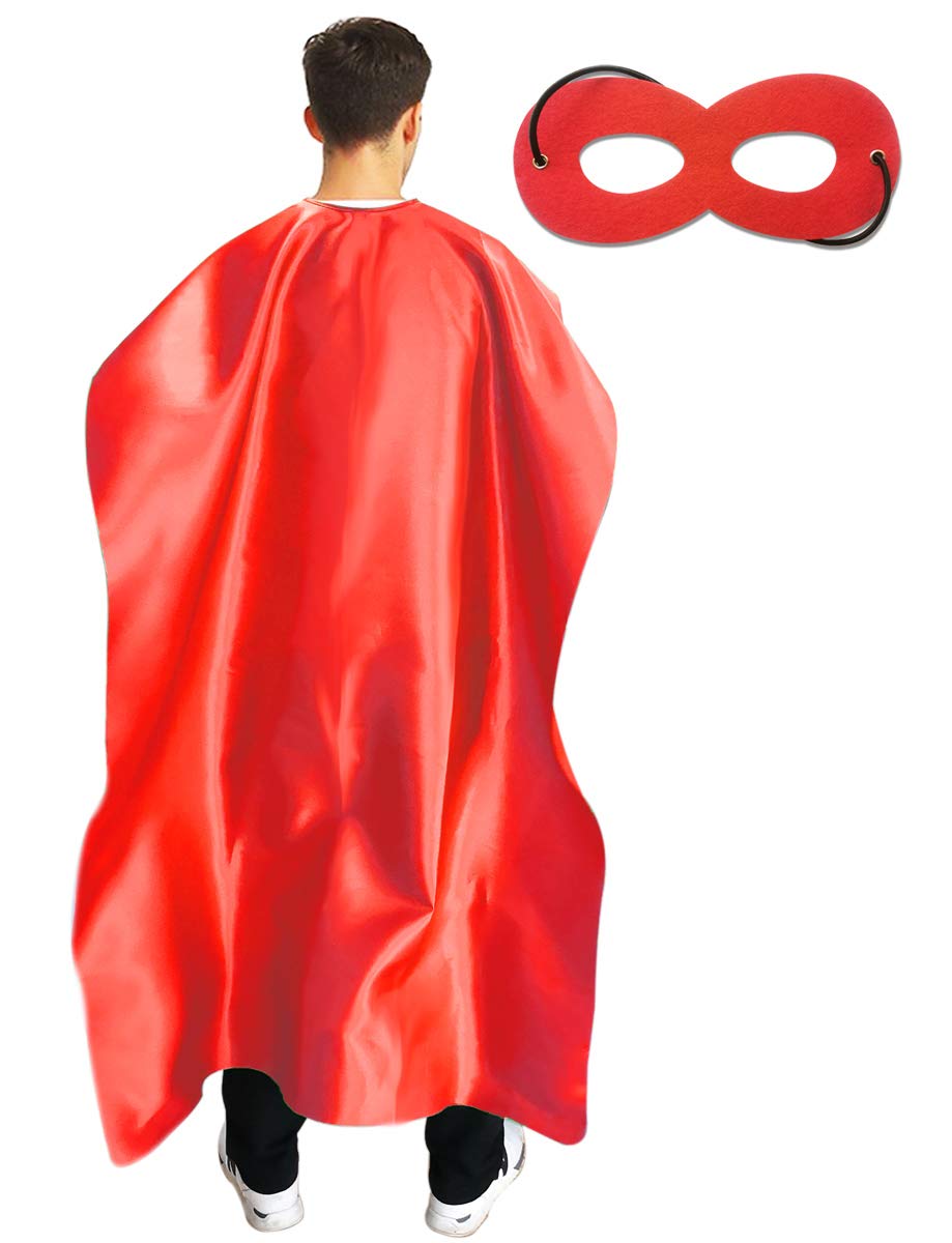 Adult Superhero Cape and Mask for Man and Woman - Halloween Vampire Capes Party Dress Up Superhero Costume