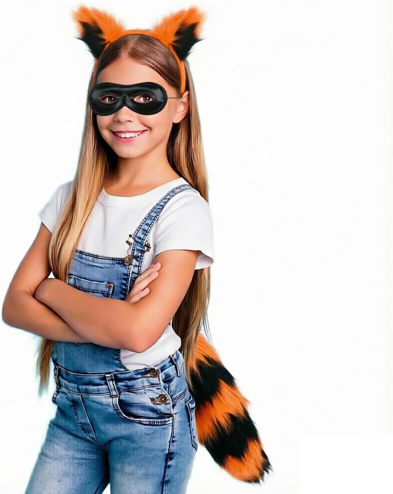 3 PCS Raccoon Costume Accessory Set, Halloween Theme Party Dress-up