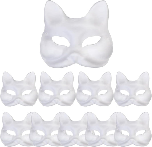 10Pcs Therian Mask White Cat & Fox