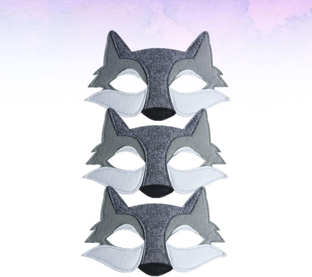 Toyvian 3PCS Halloween Wolf Mask Animals Felt Half Face Mask Costume Decor