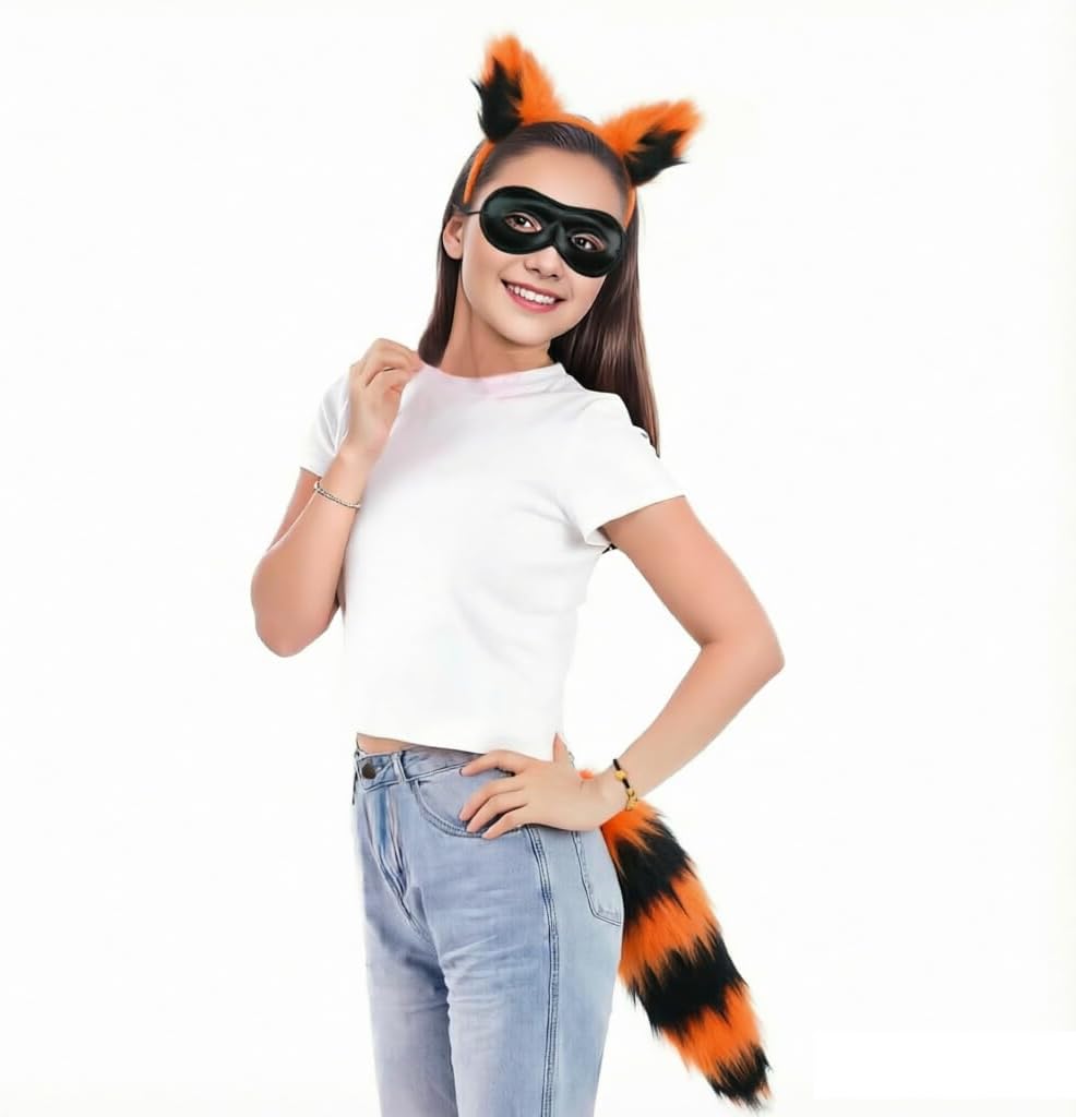 3 PCS Raccoon Costume Accessory Set, Halloween Theme Party Dress-up
