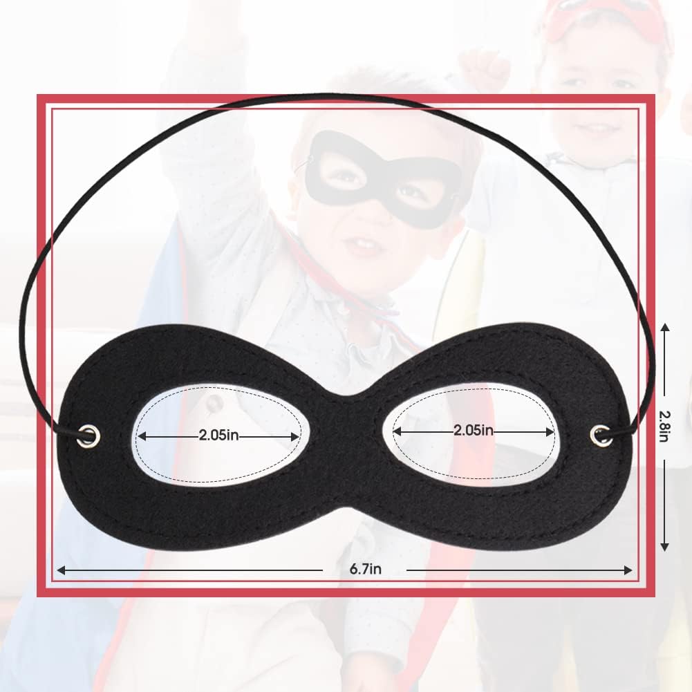 AIMIKE Superhero Mask, Black Felt Eye Mask, Halloween Dress Up, Adjustable Eyemask w/Elastic Rope