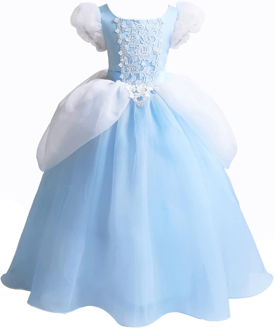 Girls Cinderella Costumes Halloween Princess Dress Up Fancy Birthday Party Ball Gown