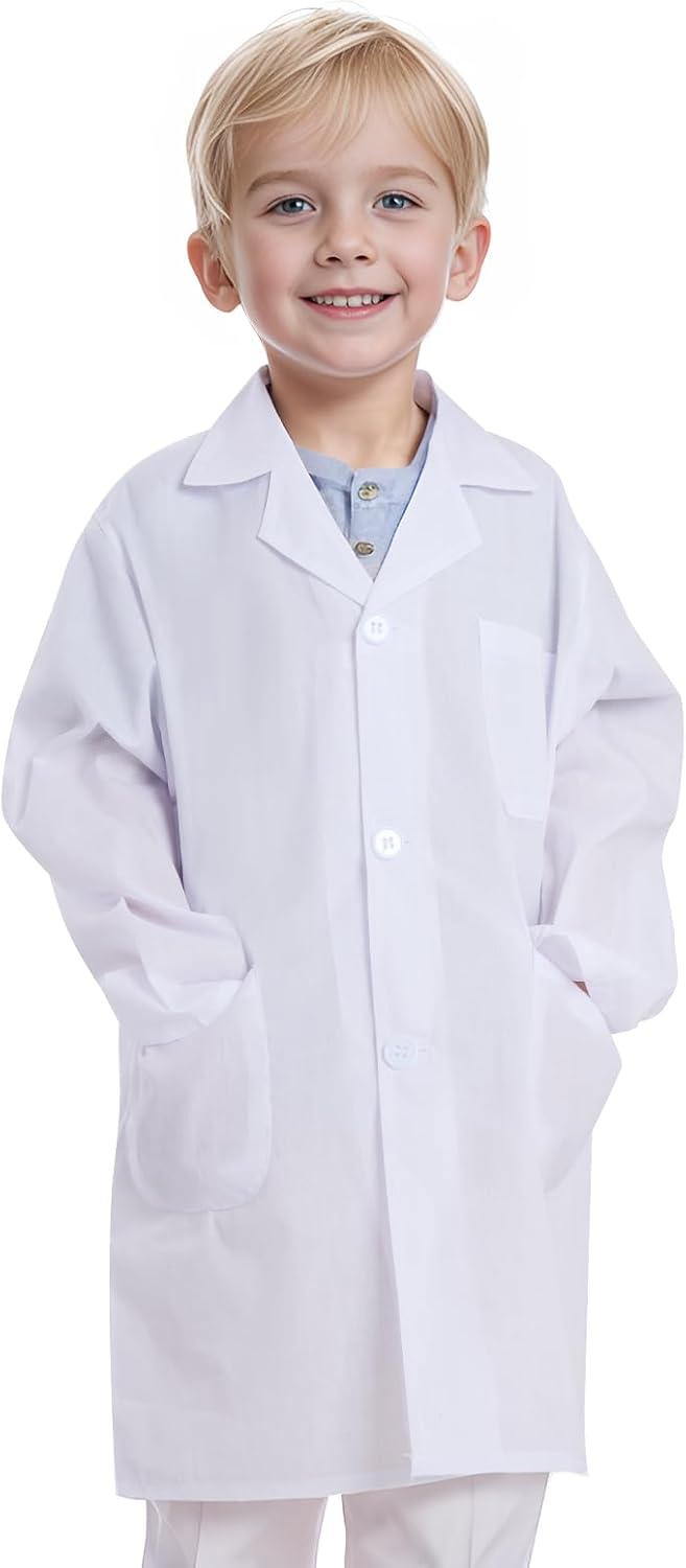 Doctor Scientist Lab Coat for Kids Children Doctor Costume Dress Up Coat for Boys Girls Halloween Costume Role Play