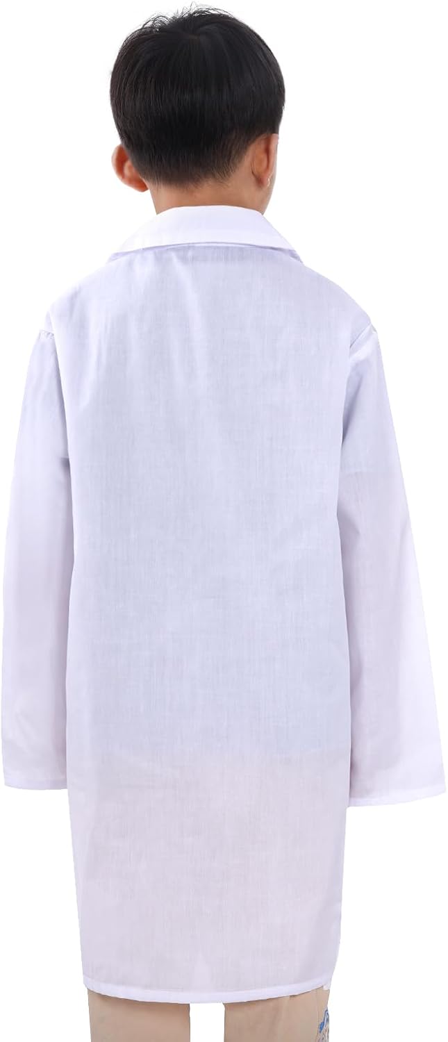 Doctor Scientist Lab Coat for Kids Children Doctor Costume Dress Up Coat for Boys Girls Halloween Costume Role Play