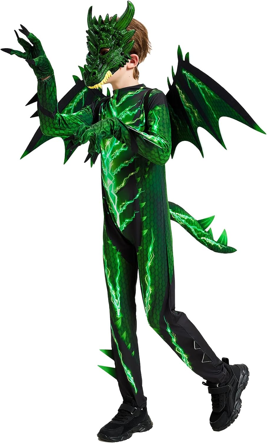 Dragon Costume Kids with Lightning Wings Mask Boys for Halloween