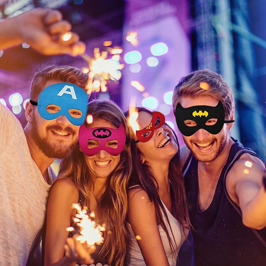Superhero Masks for Kids Adults, 35pcs Costume Masks Cosplay Eye Masks Party Favors Supplies Birthday Decorations