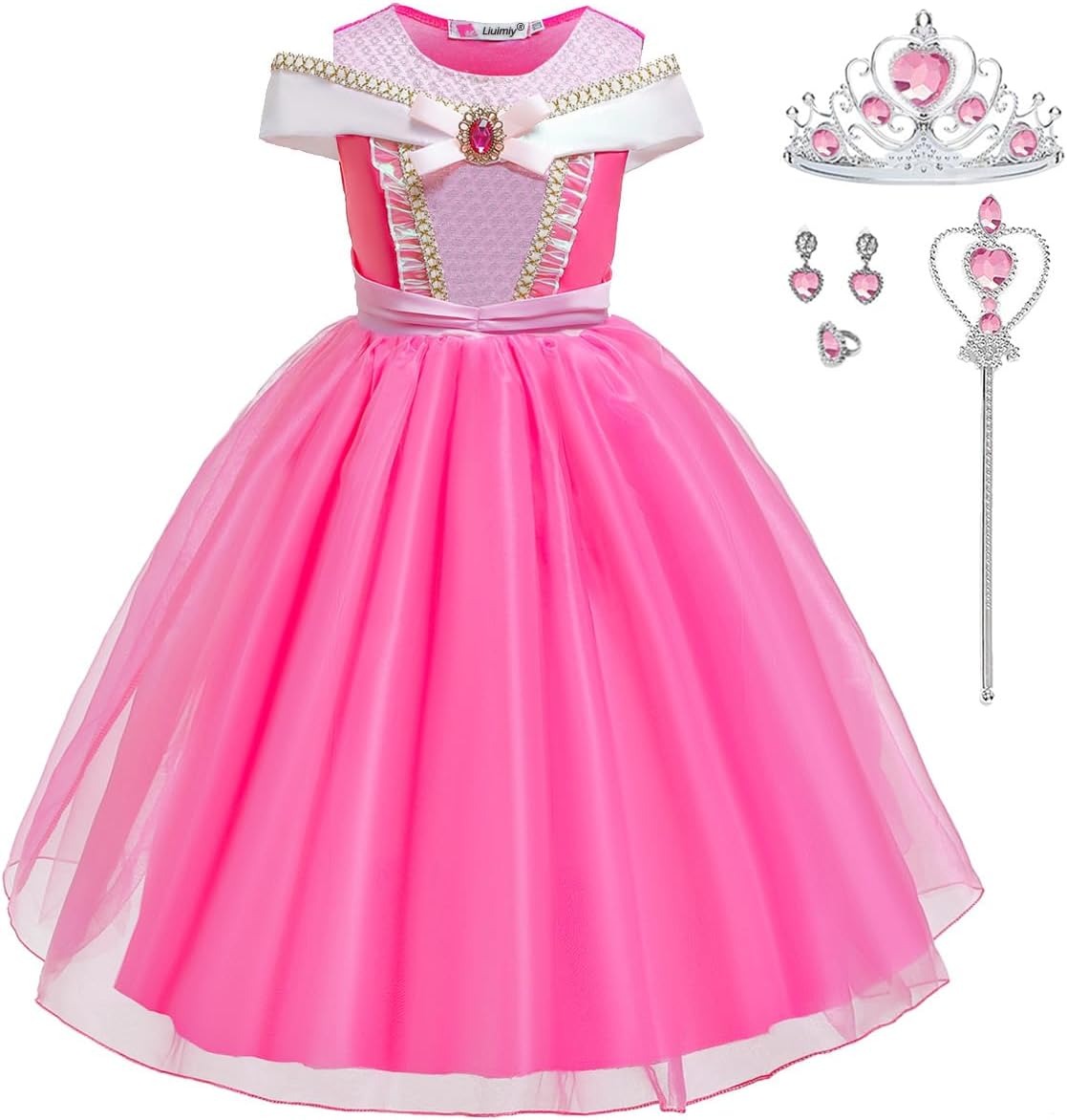 Girls Princess Costume Pink Dress Up Outfit