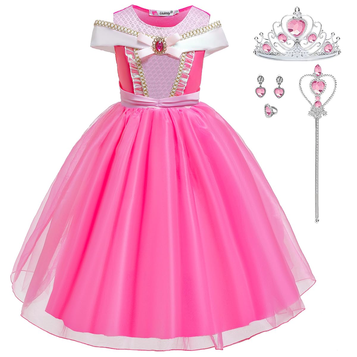 Girls Princess Costume Pink Dress Up Outfit