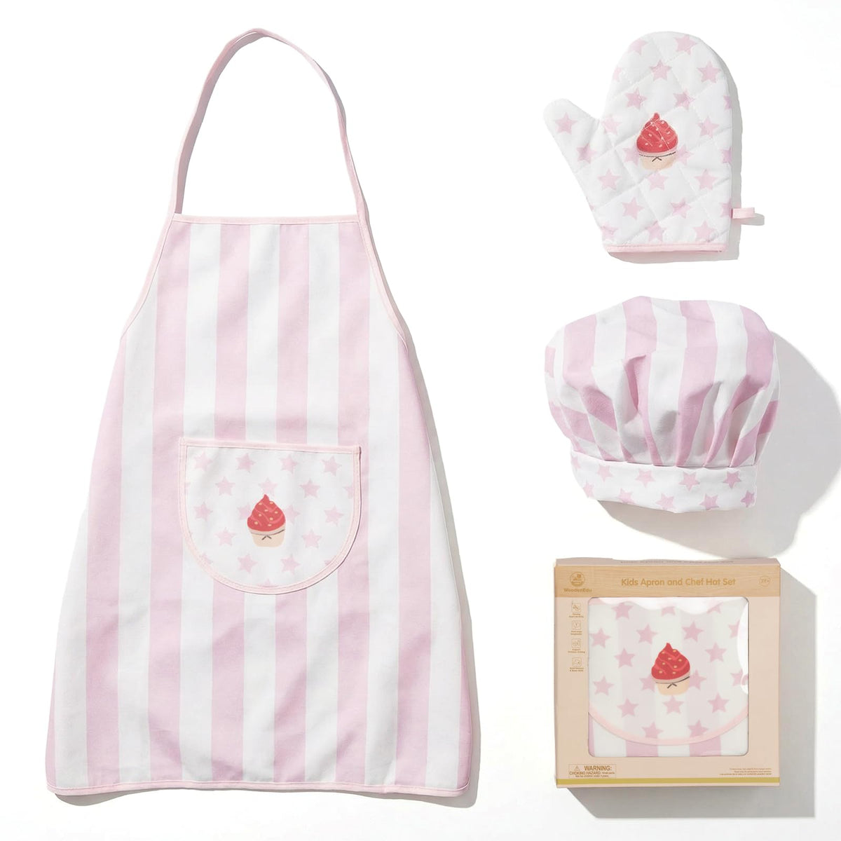 Kid Apron and Chef Hat Set, 3Pcs Children Cooking Baking Set Kits