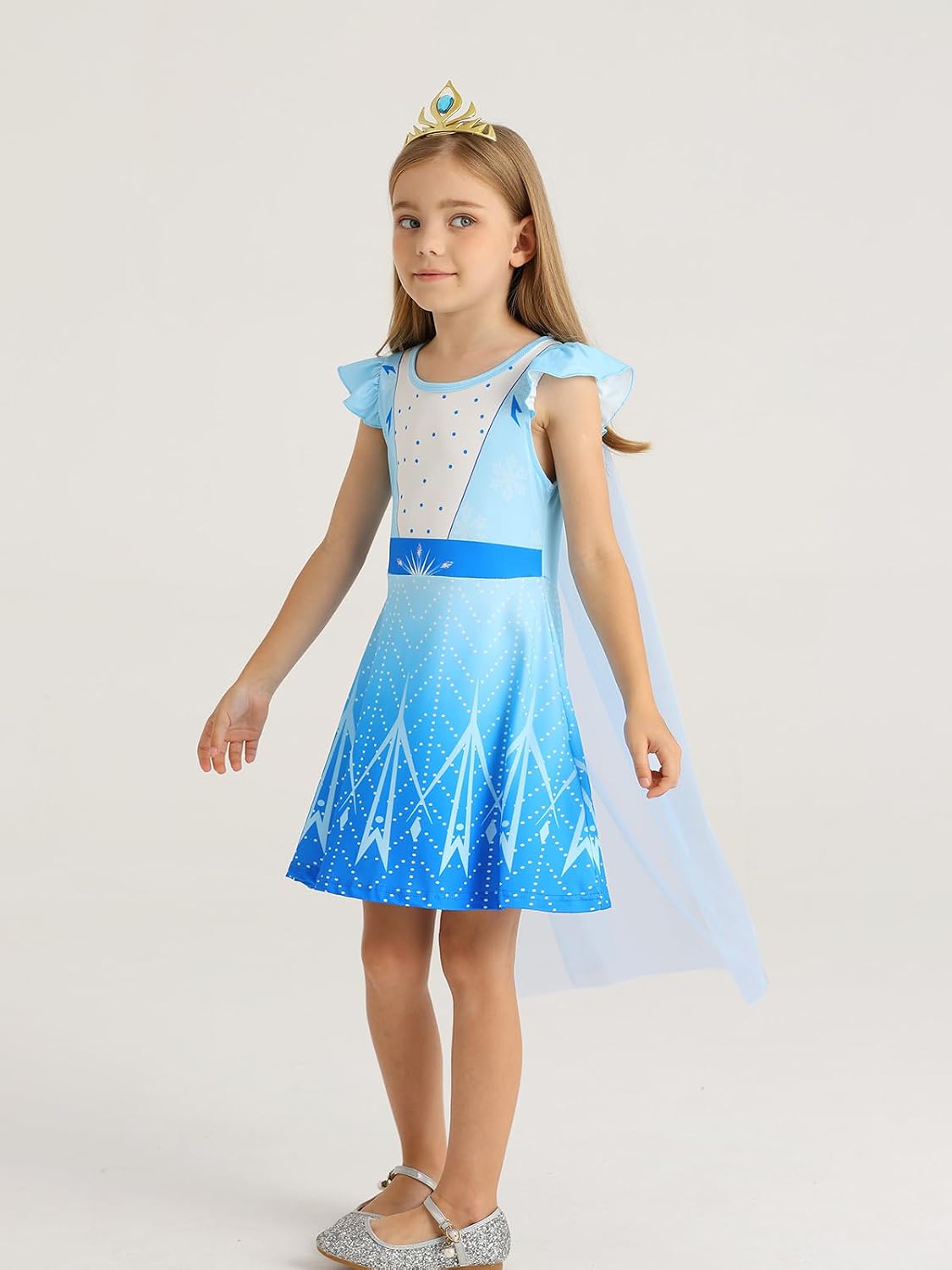 Princess Dress with Cape Girls Halloween Birthday Party Cosplay Costume