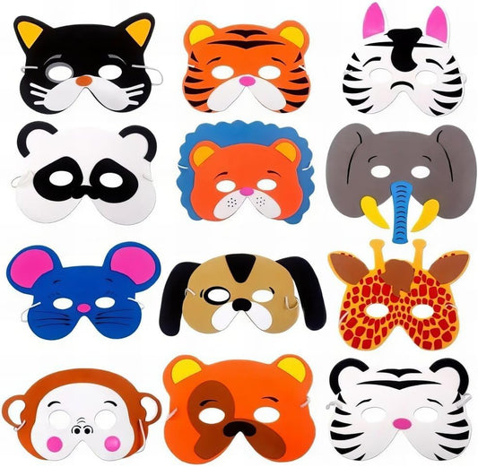 Rhode Island Novelty 1 Dozen 7 Inch - 13 Inch Dress Up Foam Animal Masks