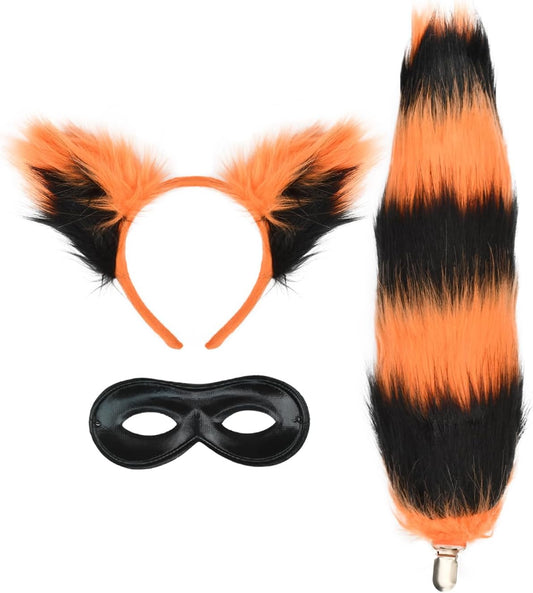 3 PCS Raccoon Costume Accessory Set, Halloween Theme Party Dress-up