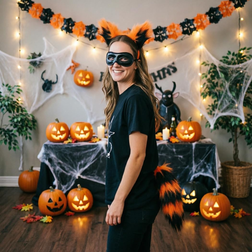 3 PCS Raccoon Costume Accessory Set, Halloween Theme Party Dress-up