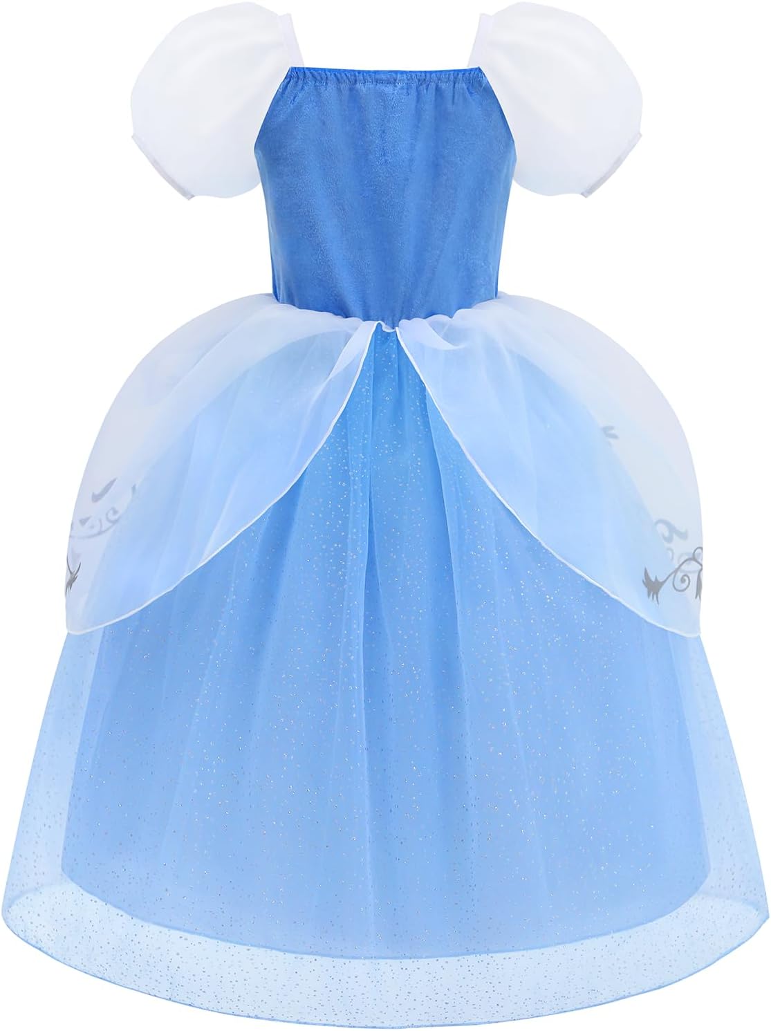 Aolliya Princess Dresses for Girls Puff Sleeves Princess Costumes Blue