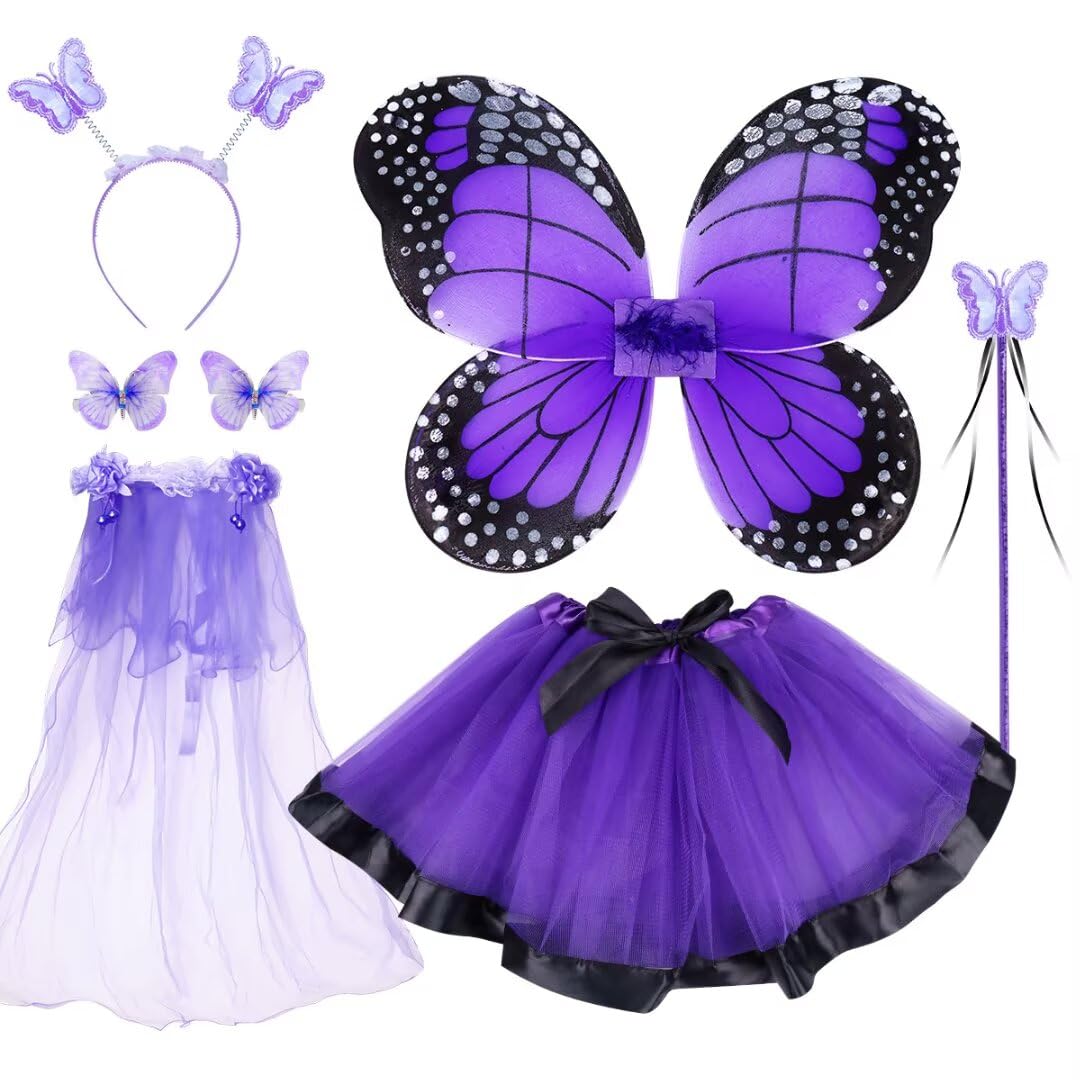 Kids Costume Wings Set for Girls, Butterfly Ladybug Bee Halloween Dress Up