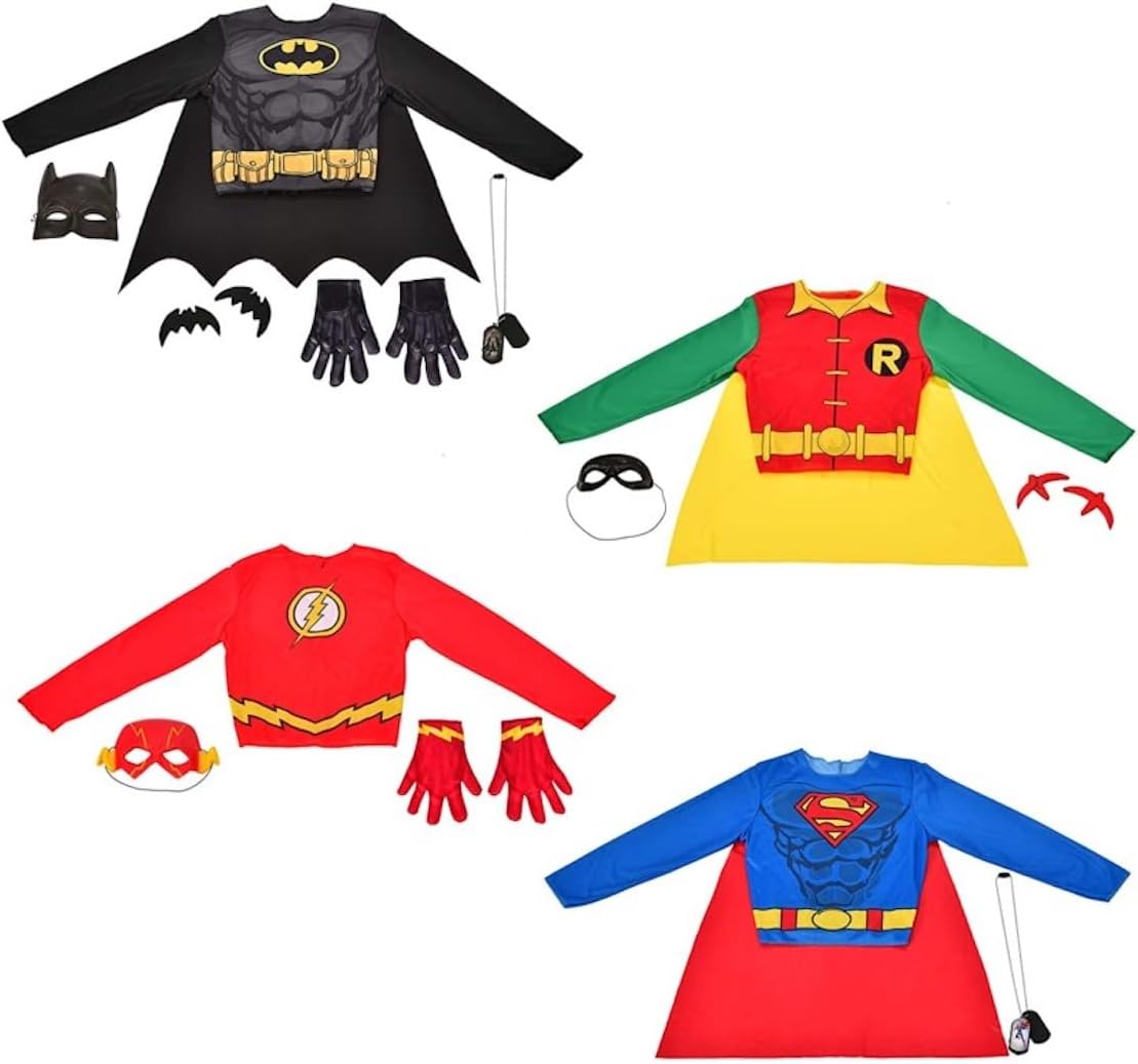 Rubies DC Comics Superheroes: Superman, The Flash, Batman & Robin Dress Up Trunk for Kids, Boy's Small