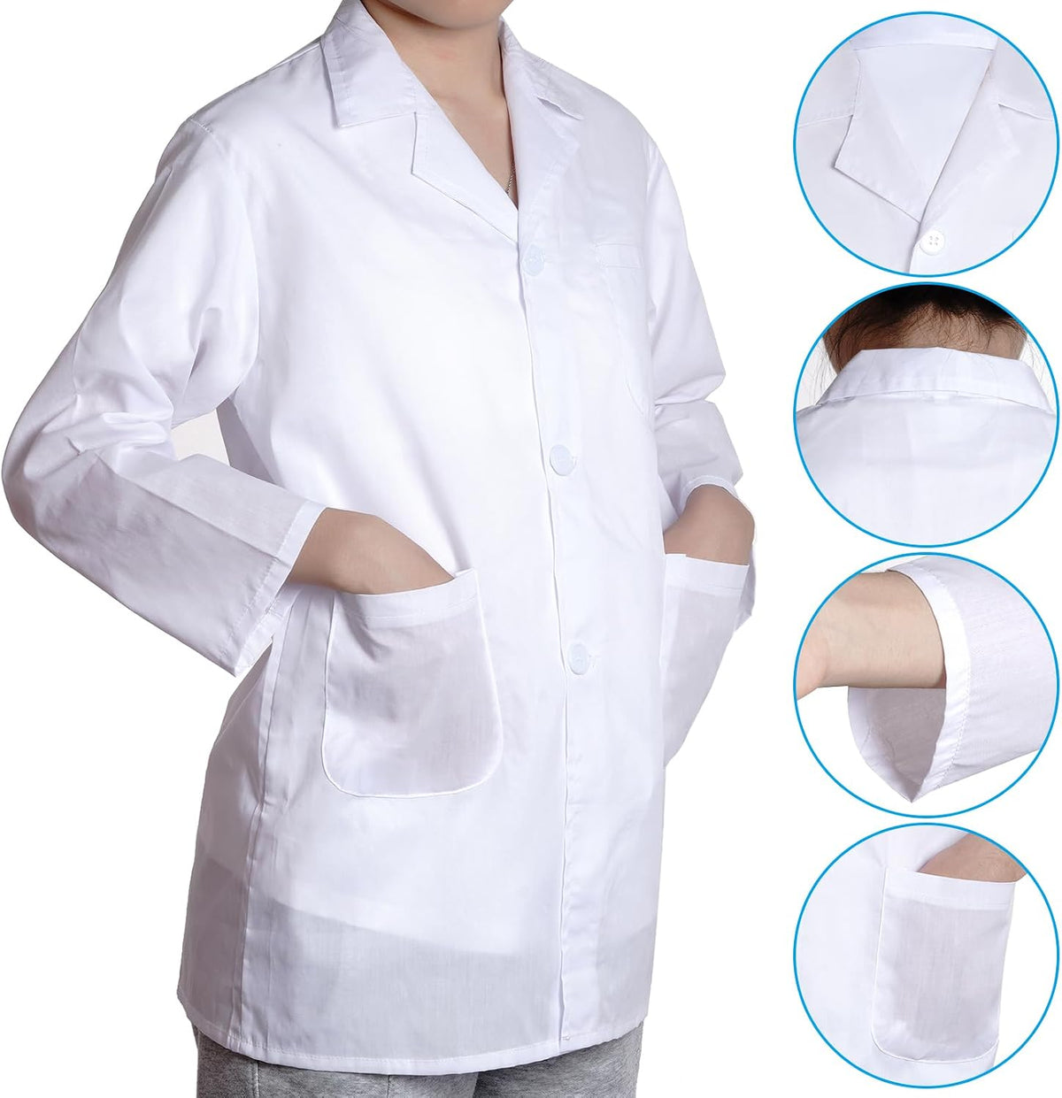 Doctor Scientist Lab Coat for Kids Children Doctor Costume Dress Up Coat for Boys Girls Halloween Costume Role Play
