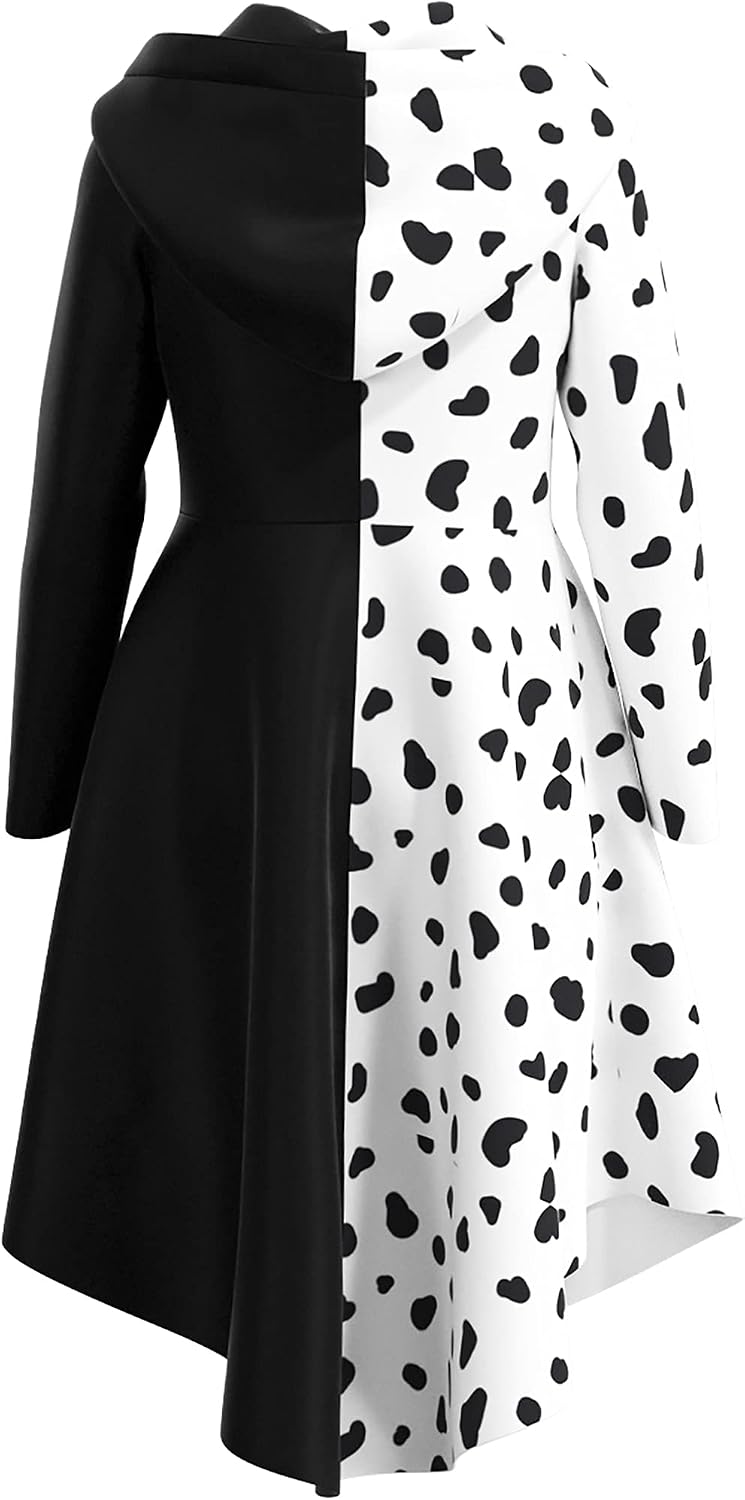Girls Vintage Halloween Costume Dress Up Dalmatian Print Outfit