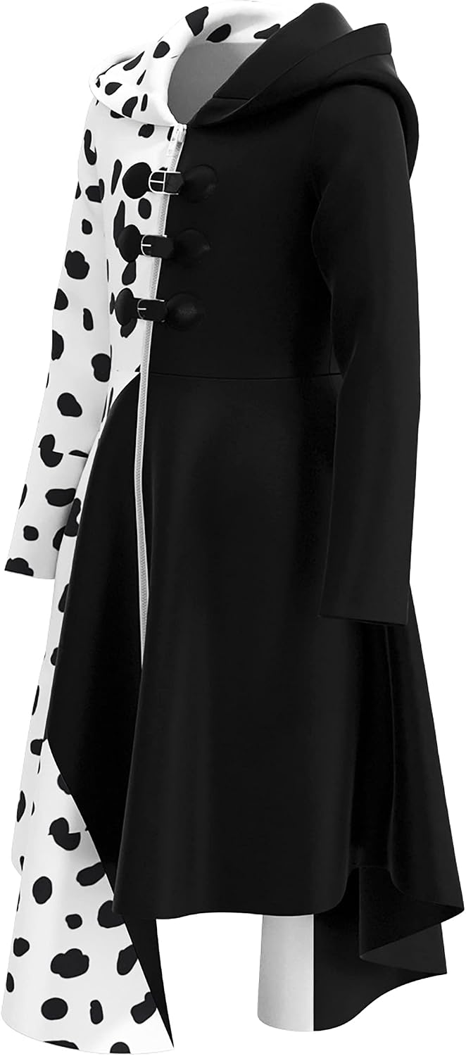 Girls Vintage Halloween Costume Dress Up Dalmatian Print Outfit