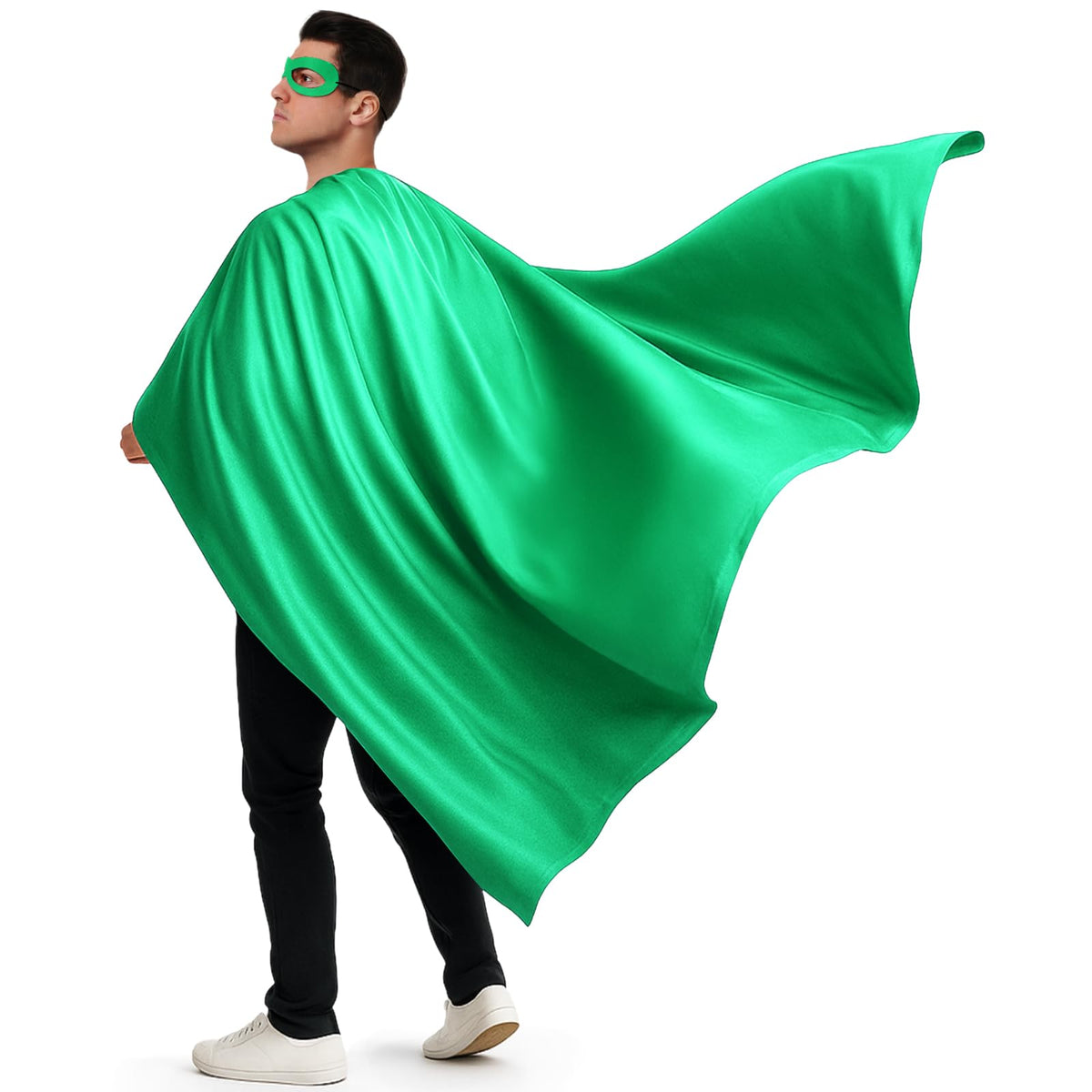 Yahenda 2 Pcs Halloween Hero Cape and Mask Set for Adult