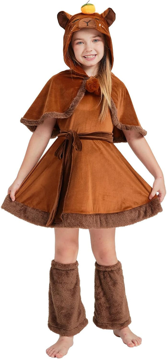 Capybara Kids Costume Set, Halloween Costume 3-Piece Outfit Cute Animal Dress-Up for Parties, and Playtime