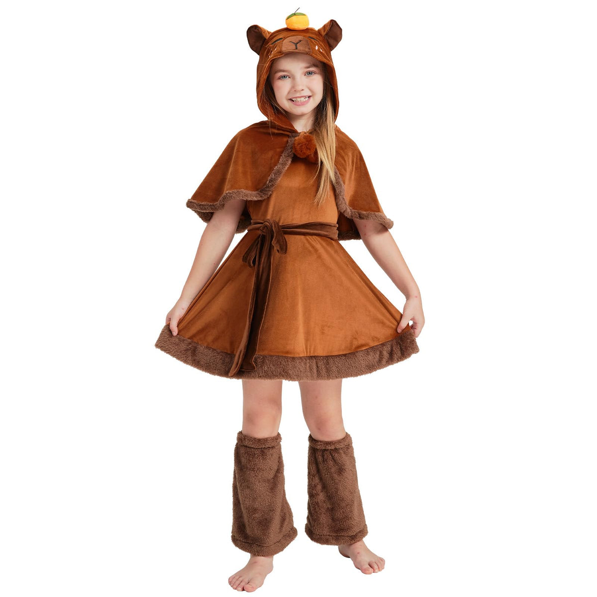 Capybara Kids Costume Set, Halloween Costume 3-Piece Outfit Cute Animal Dress-Up for Parties, and Playtime