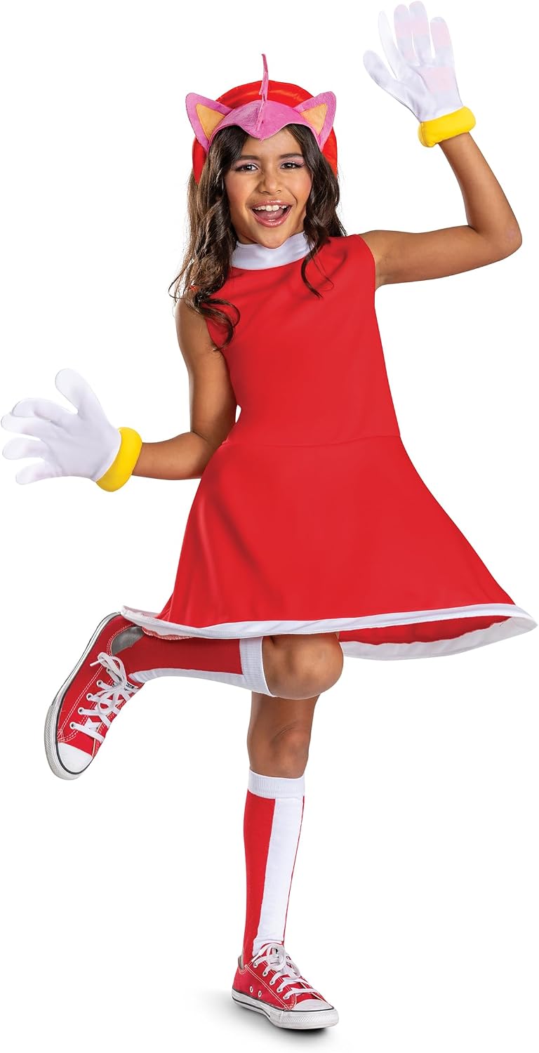 Disguise Girls' Sonic Amy Rose Costume for Kids, Officially Licensed Sonic the Hedgehog Halloween Costume Outfit