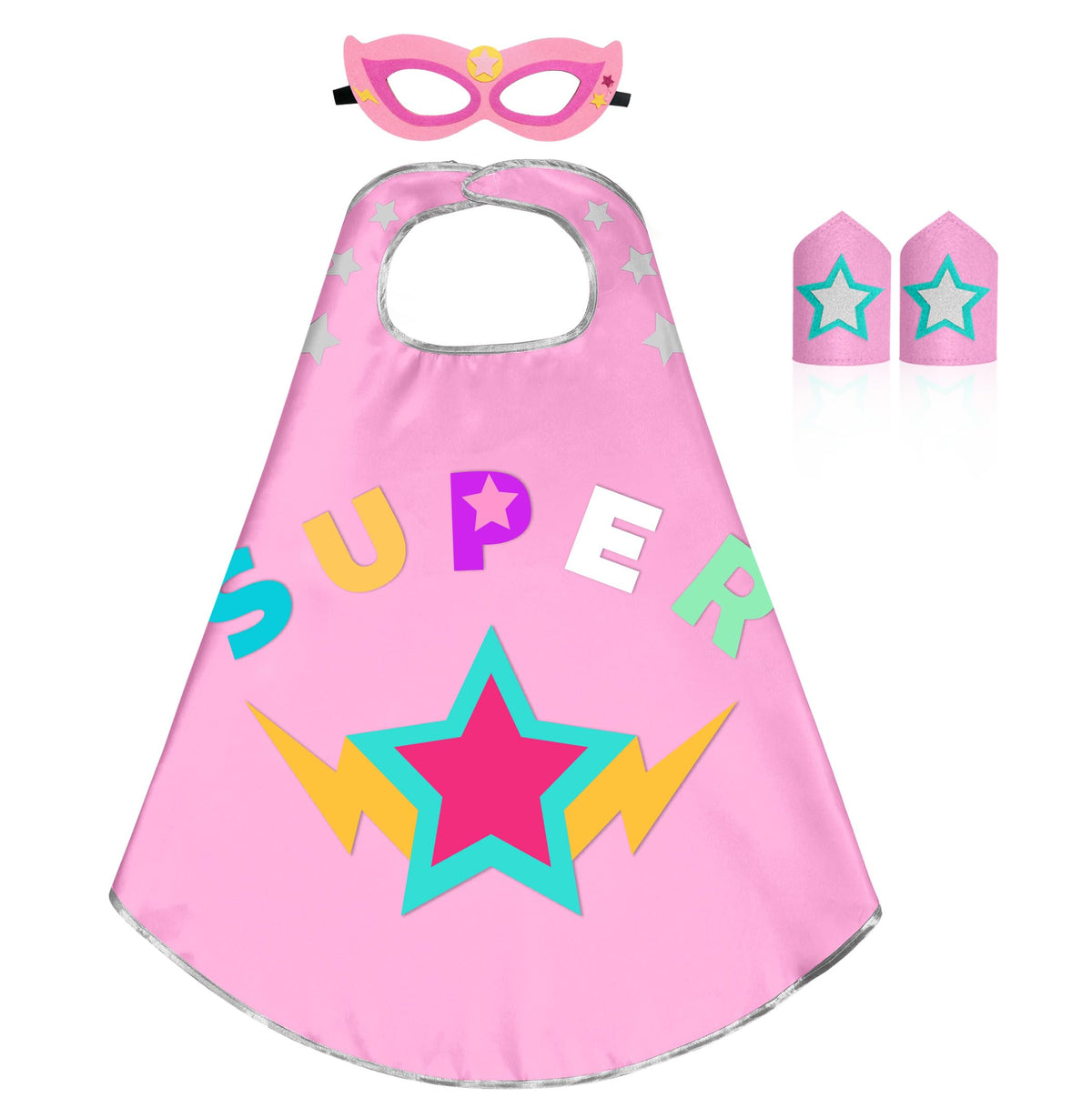 Star Superhero-Cape and Mask for Kids, Super-Hero-Costumes for Girls Boys Dress Up Toys Birthday Gifts