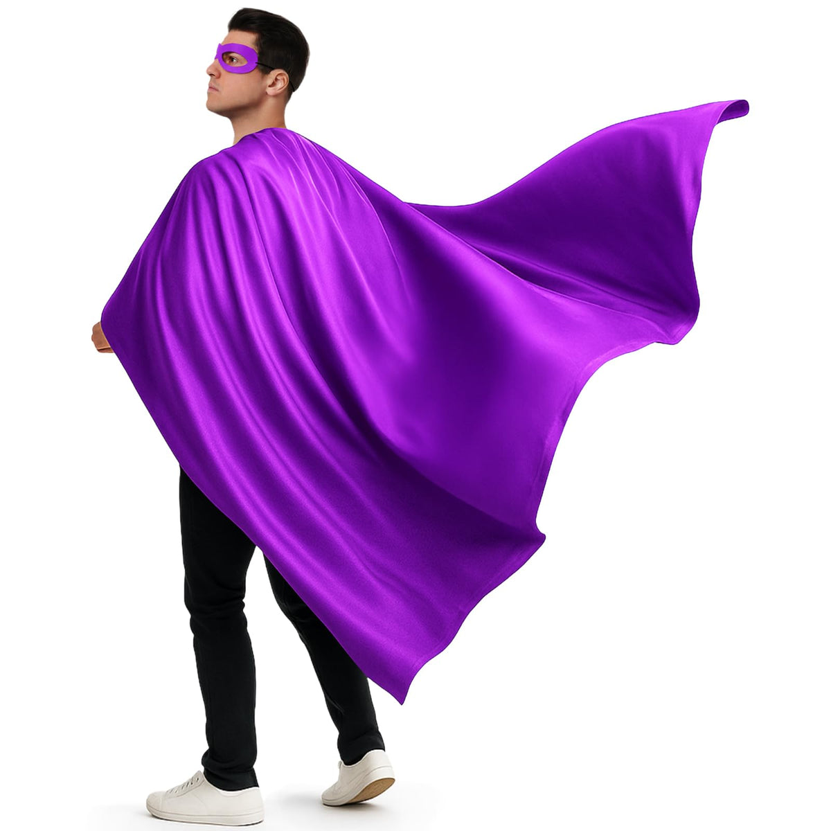 Yahenda 2 Pcs Halloween Hero Cape and Mask Set for Adult