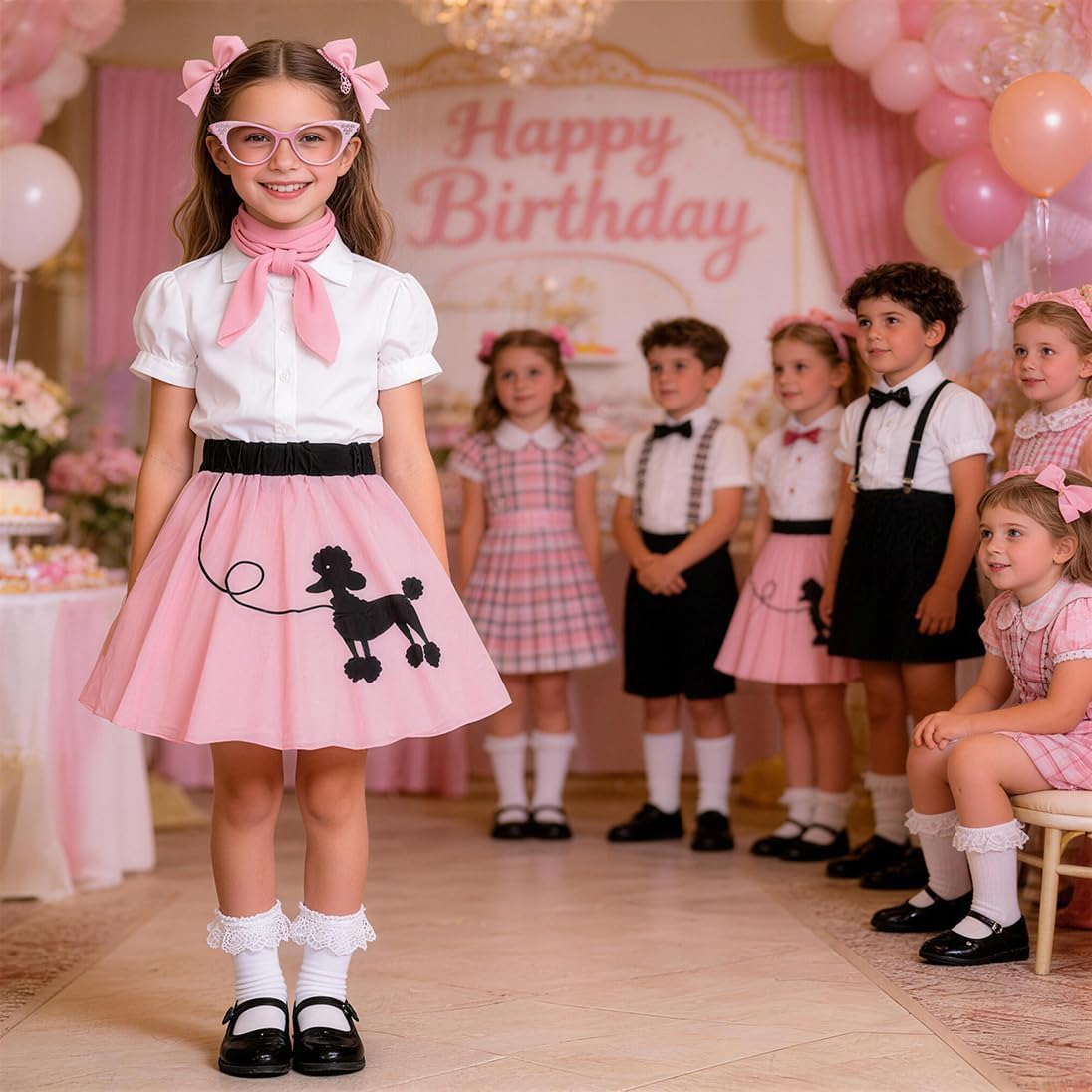 50s Outfit for Kids Poodle Skirt Girls 1950s Dress Costume