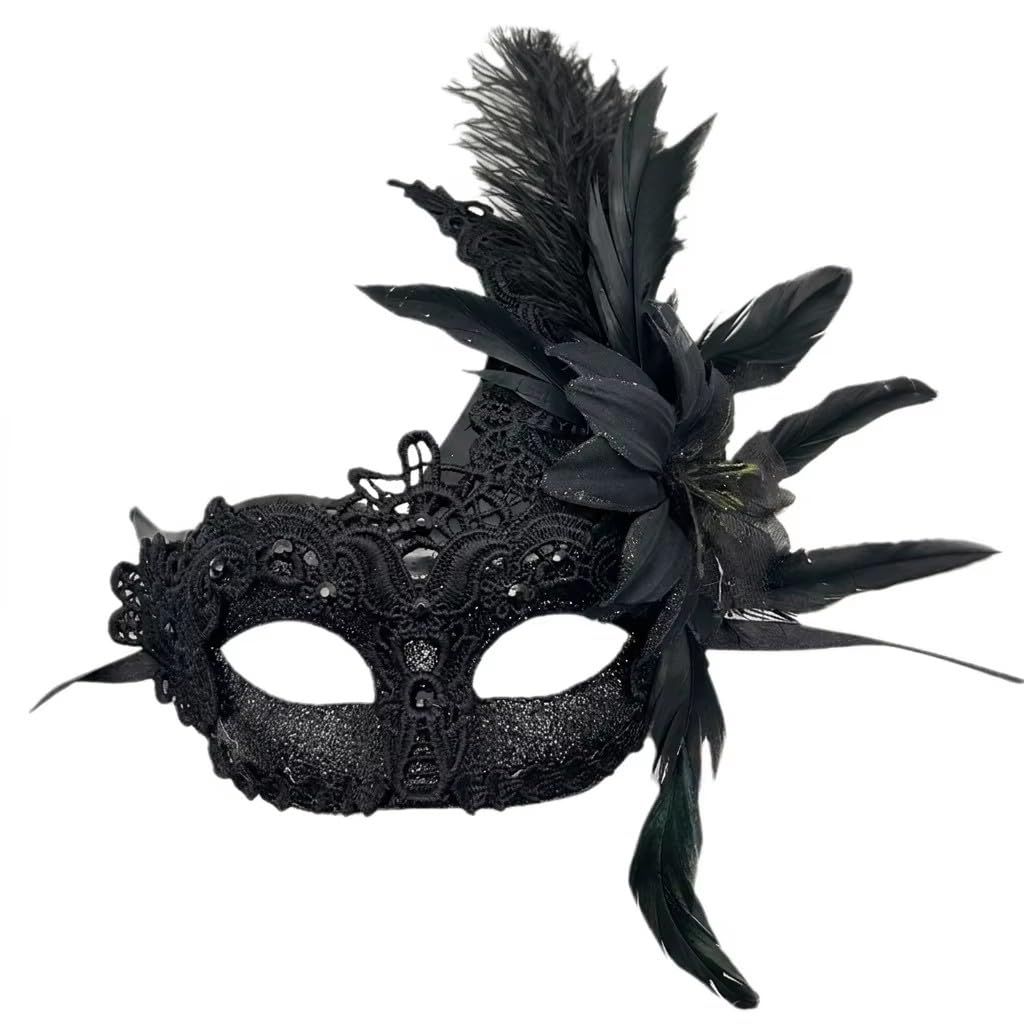 Halloween Feather Mask for Women Dance Dress up Party Mask Mardi Gras Masks with Feather Prom Ball