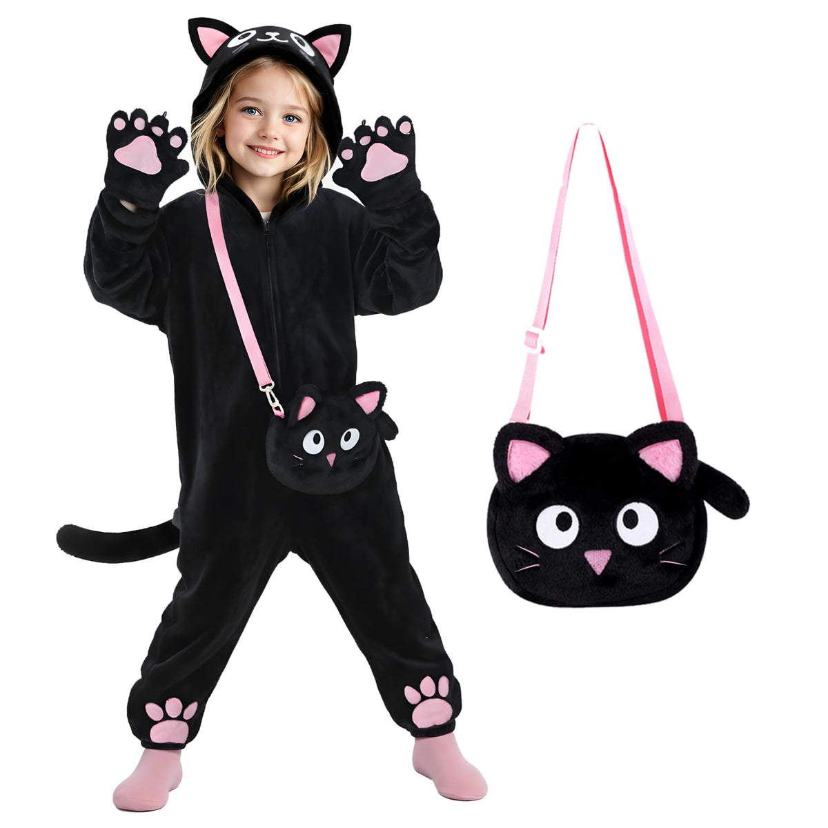 Black Cat Costume for Girls, Halloween Costumes for Kids Dress Up