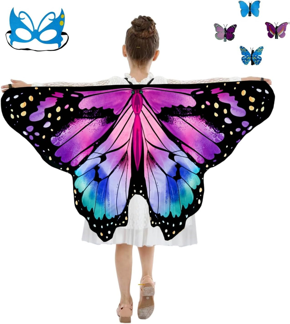 Niurui Kids Fairy Butterfly Wings Costume for Girls Halloween Toddler Dress Up Play Costumes Christmas Party Favors Gifts