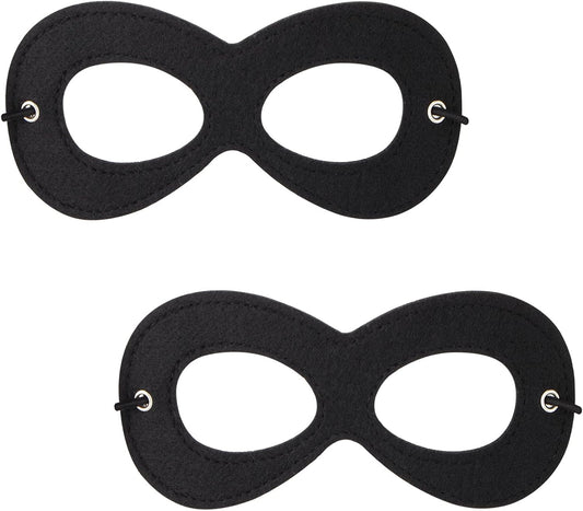 AIMIKE Superhero Mask, Black Felt Eye Mask, Halloween Dress Up, Adjustable Eyemask w/Elastic Rope