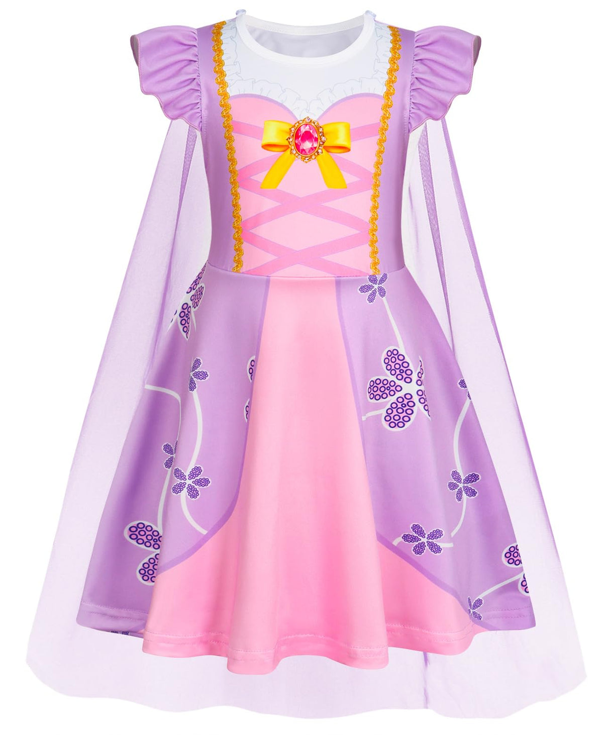 Princess Dress with Cape Girls Halloween Birthday Party Cosplay Costume