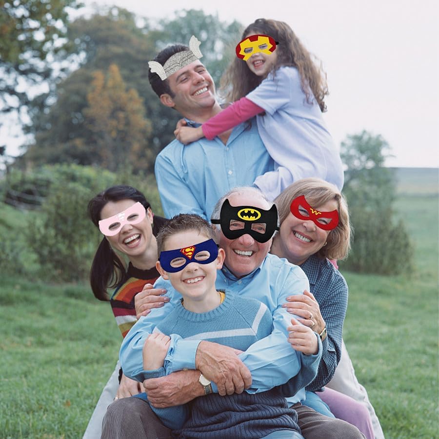 Superhero Masks for Kids Adults, 35pcs Costume Masks Cosplay Eye Masks Party Favors Supplies Birthday Decorations