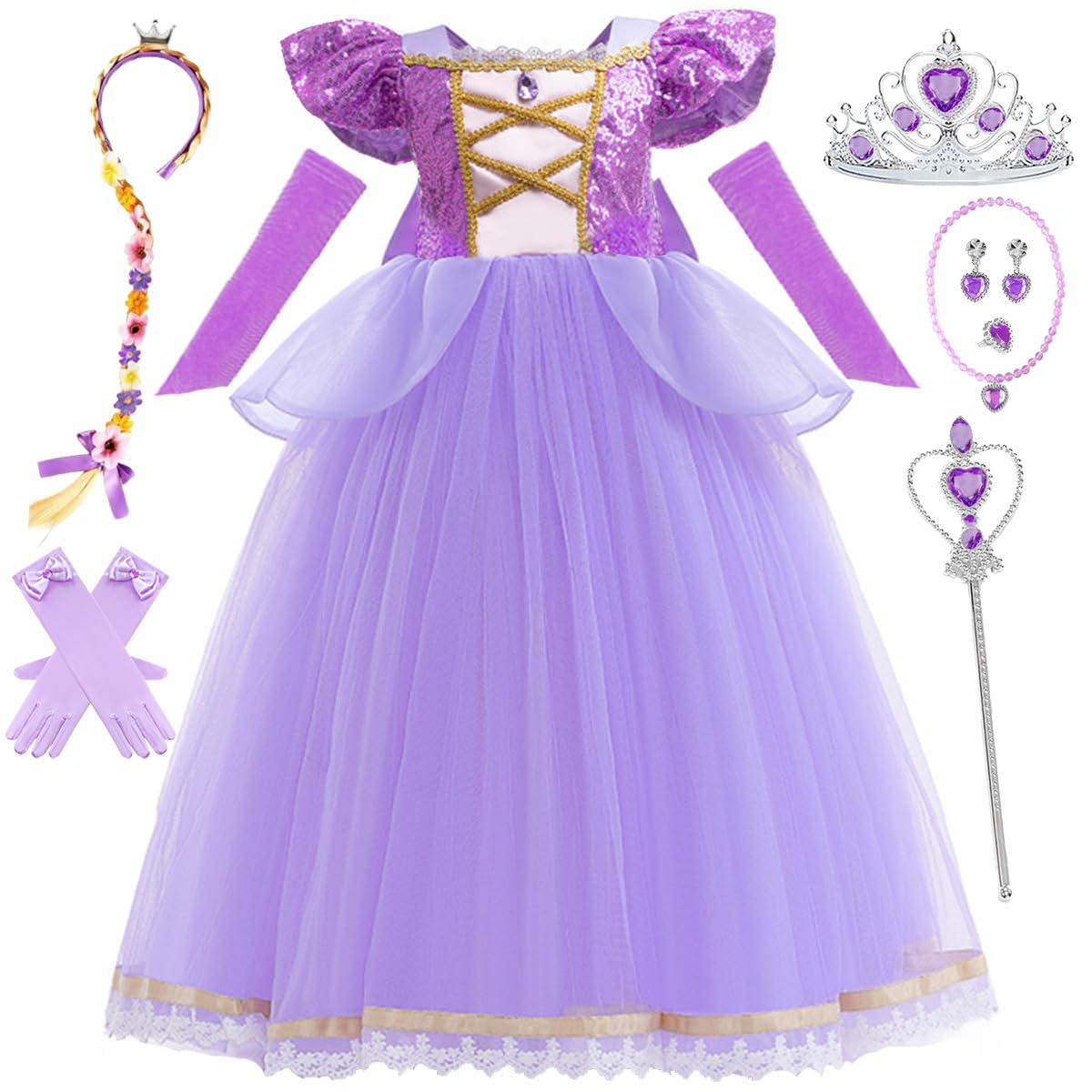 Princess Dress for Girls Birthday Purple Costume Kids