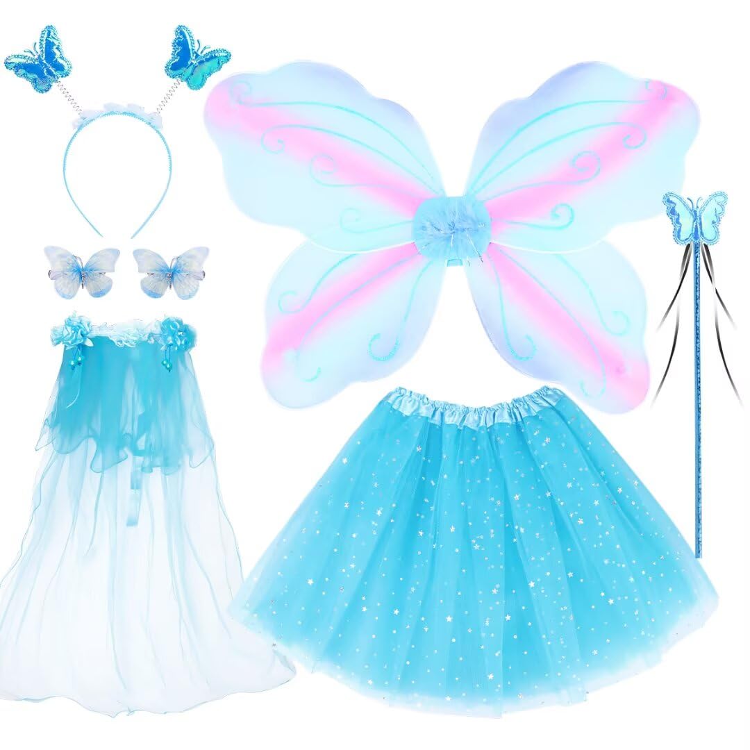 Kids Costume Wings Set for Girls, Butterfly Ladybug Bee Halloween Dress Up