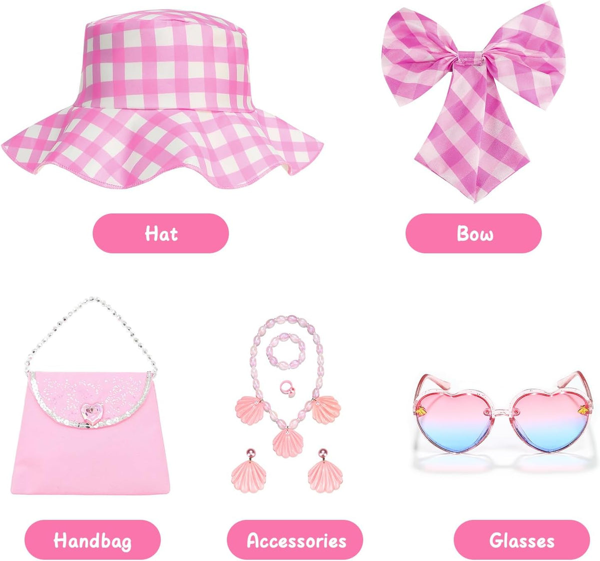 Pink Costume for Girls Halloween Dress up from Doll Movie with Accessories
