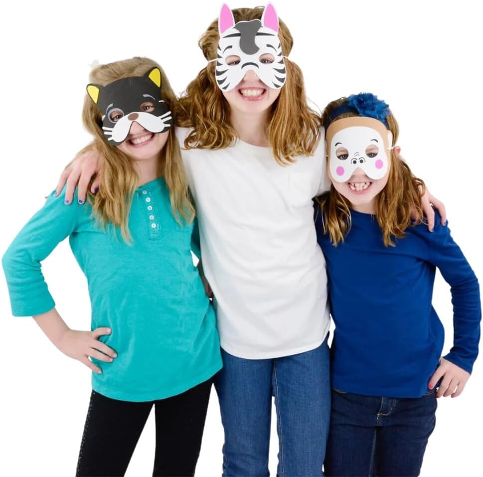 Rhode Island Novelty 1 Dozen 7 Inch - 13 Inch Dress Up Foam Animal Masks