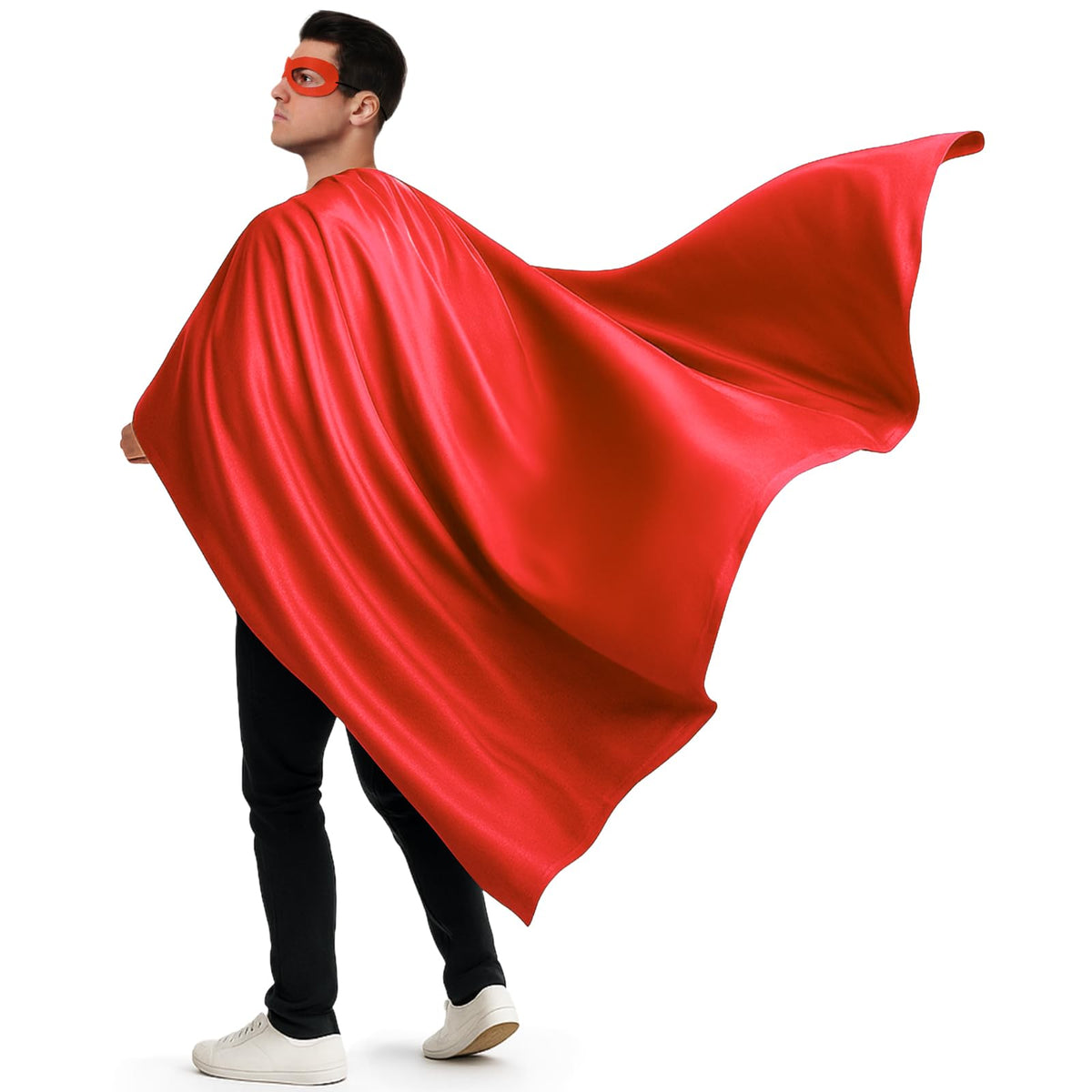 Yahenda 2 Pcs Halloween Hero Cape and Mask Set for Adult