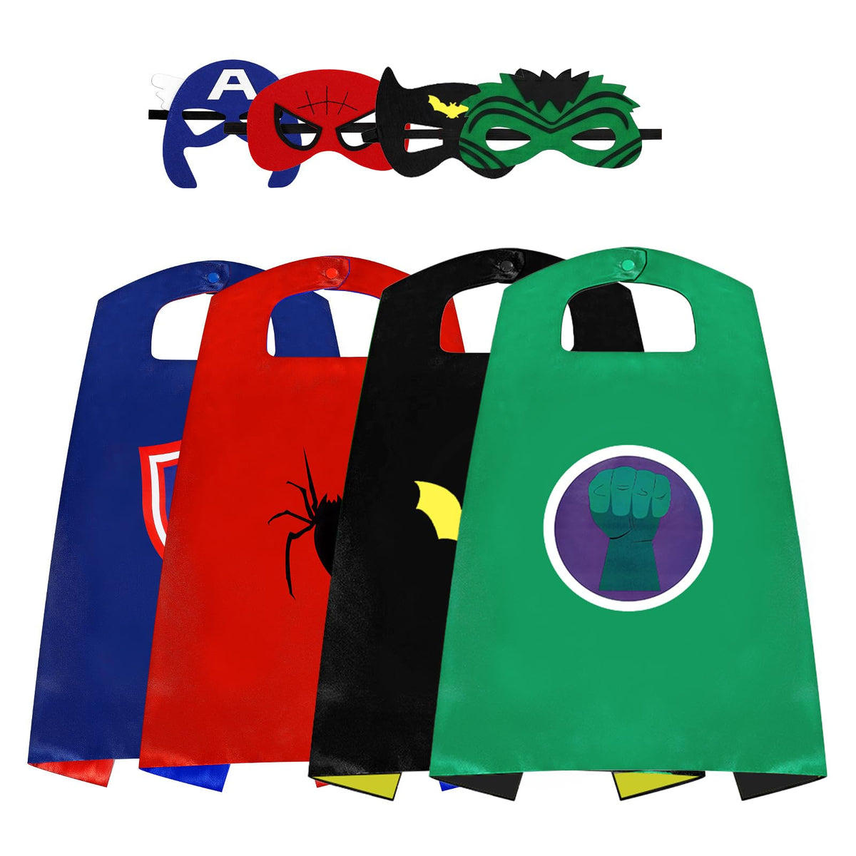 InPoTo Superhero Capes for Kids,Hero Capes and Masks Fit for 4-12years old boy and girls Dress up and Holiday Costumes.