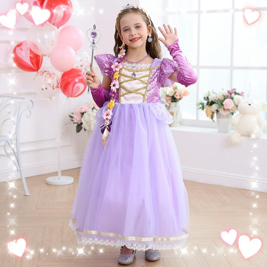 Princess Dress for Girls Birthday Purple Costume Kids