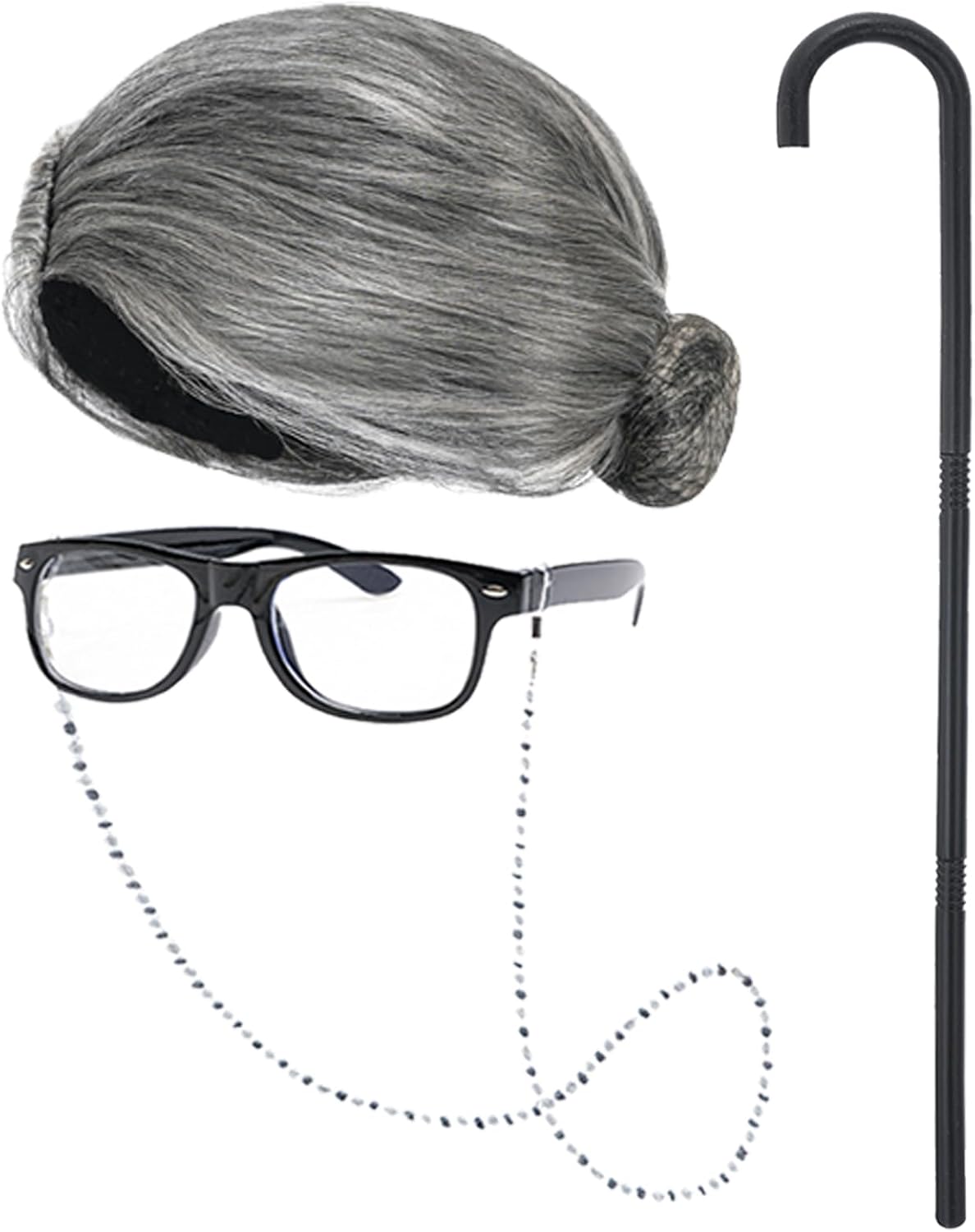 qnprt 100 Days of School Costume 100th Old Lady Costume for Kids Girls Grandma Dress Up