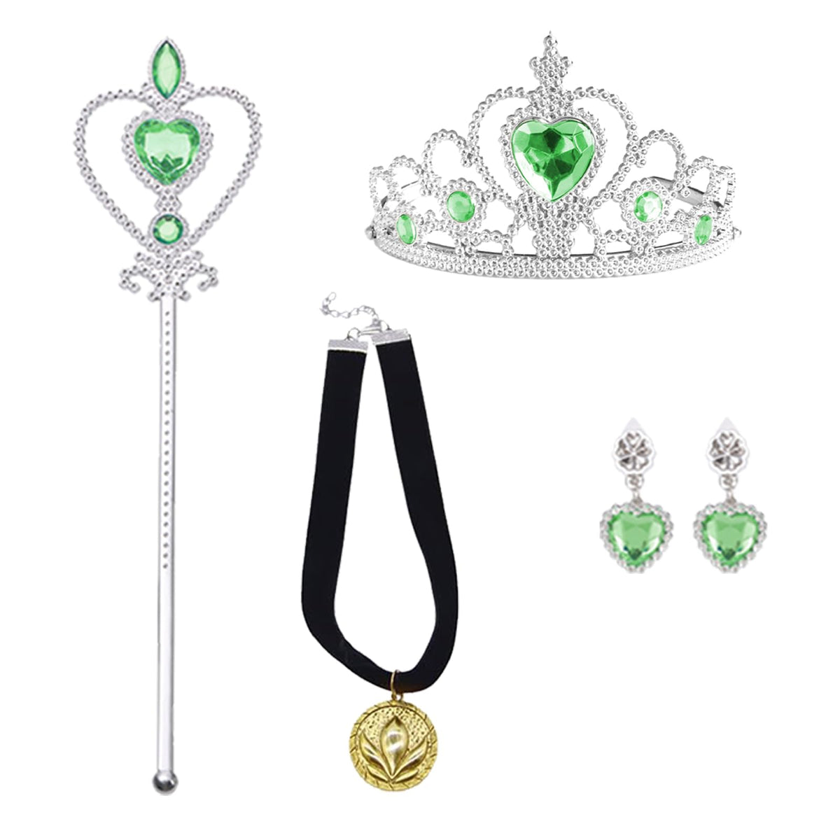 4Pcs Princess Dress Up Accessories for Princess Costume Crown Wand Gift for Girls Christmas Party Halloween Cosplay