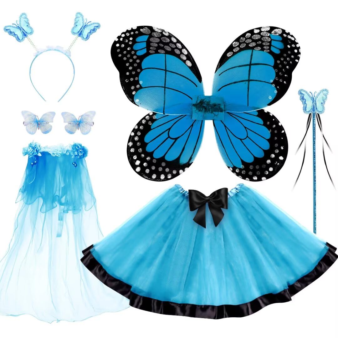 Kids Costume Wings Set for Girls, Butterfly Ladybug Bee Halloween Dress Up