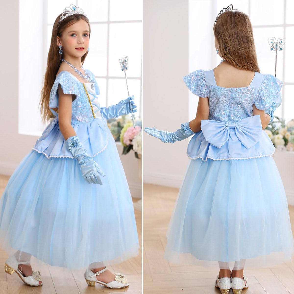 iTVTi Girls Blue Princess Dress Birthday Outfit Age 3-8
