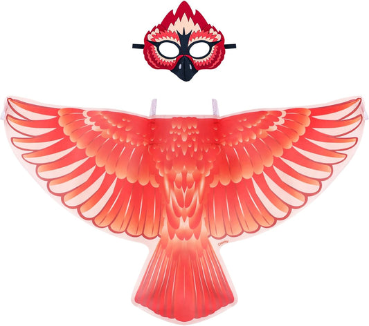 Bird-Costume for Kids Double Sided Eagle Parrot Owl Dress Up Wings for Boys Girls with Masks Party Favors Toys Gifts