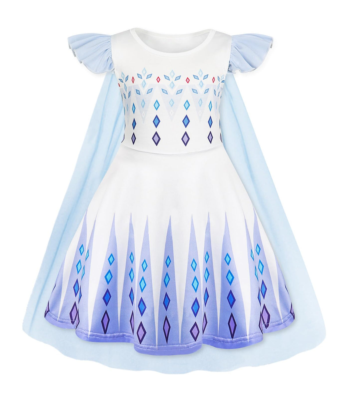 Princess Dress with Cape Girls Halloween Birthday Party Cosplay Costume